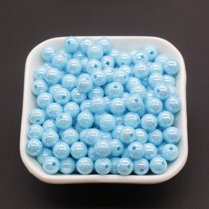 8mm Blue AB Beads, Iridescent Beads, Sparkle Blue Gumball Beads, Bubblegum Beads, Chunky Beads, Beads for Bracelets