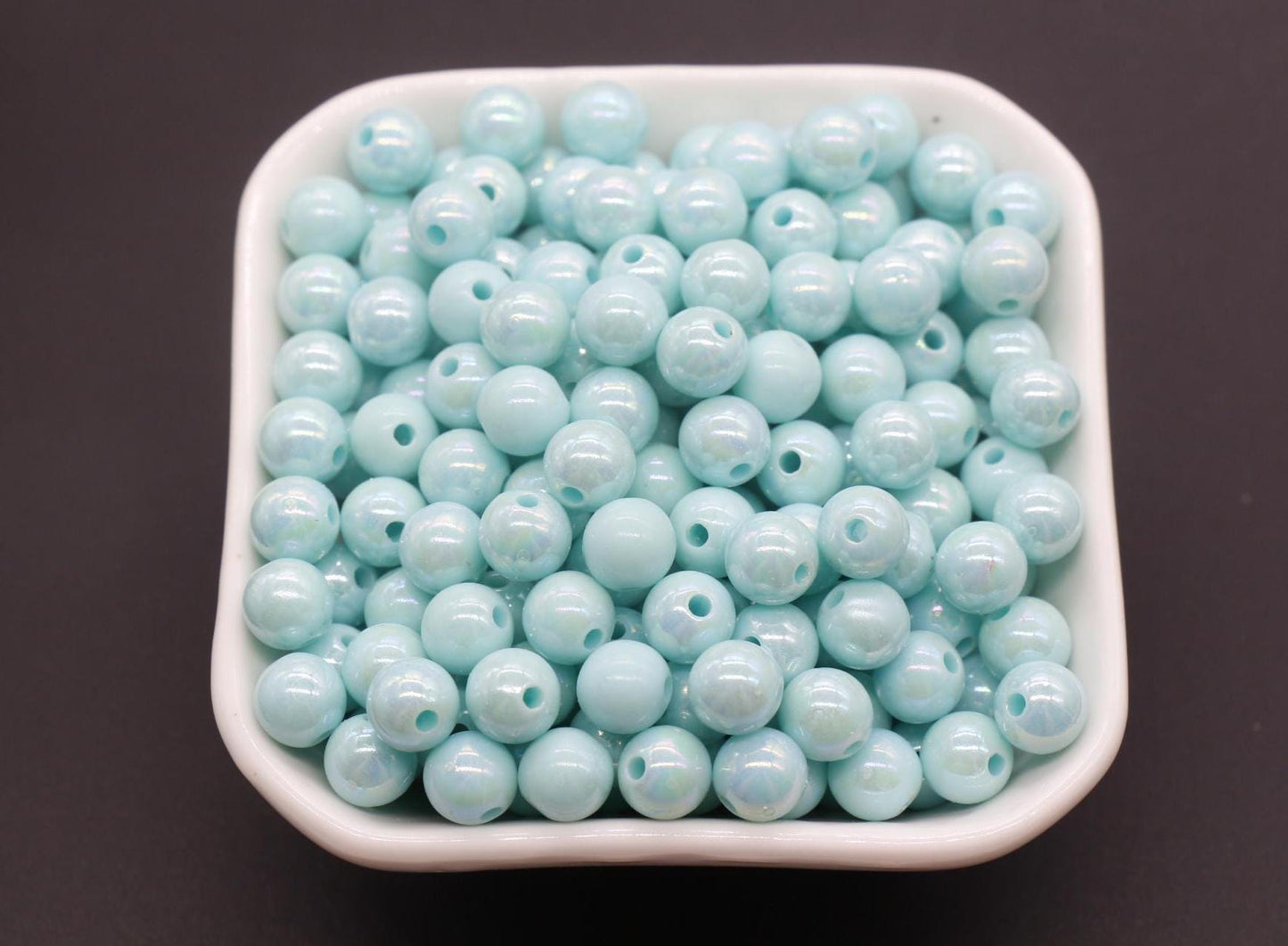 8mm Blue AB Beads, Iridescent Beads, Sparkle Blue Gumball Beads, Bubblegum Beads, Chunky Beads, Beads for Bracelets