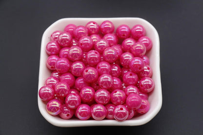 10mm Pink AB Beads, Iridescent Beads, Sparkle Pink Gumball Beads, Bubblegum Beads, Chunky Beads, Beads for Bracelets