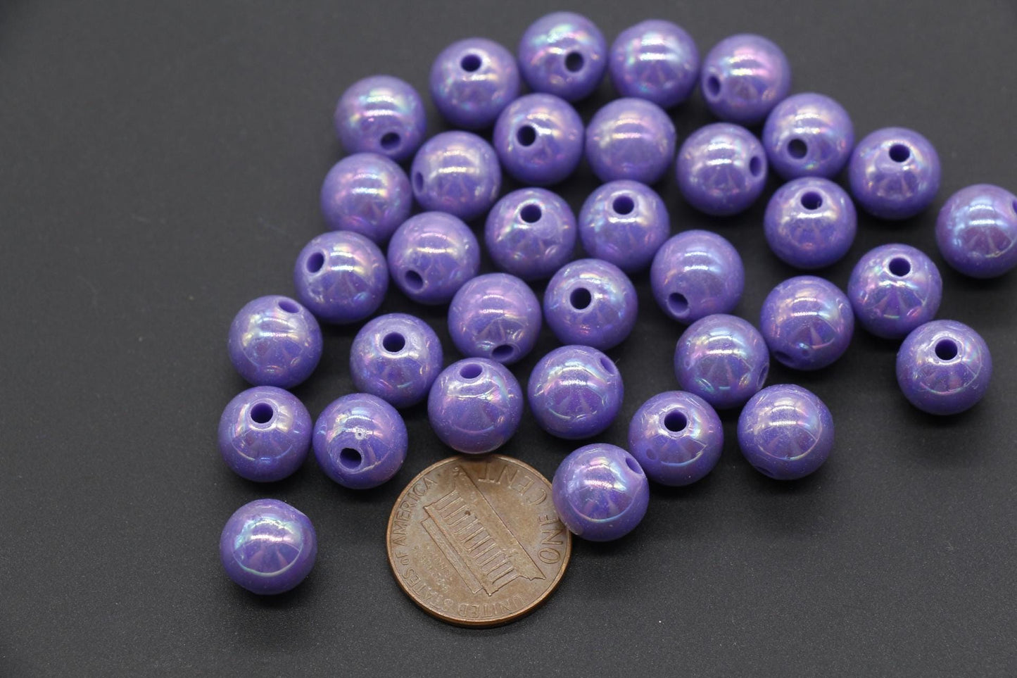 10mm Purple AB Beads, Iridescent Beads, Sparkle Purple Gumball Beads, Bubblegum Beads, Chunky Beads, Beads for Bracelets