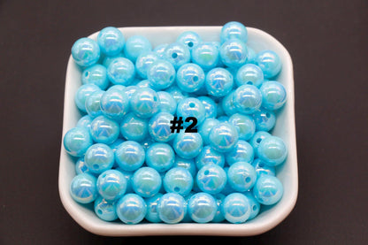 10mm Blue AB Beads, Iridescent Beads, Sparkle Blue Gumball Beads, Bubblegum Beads, Chunky Beads, Beads for Bracelets