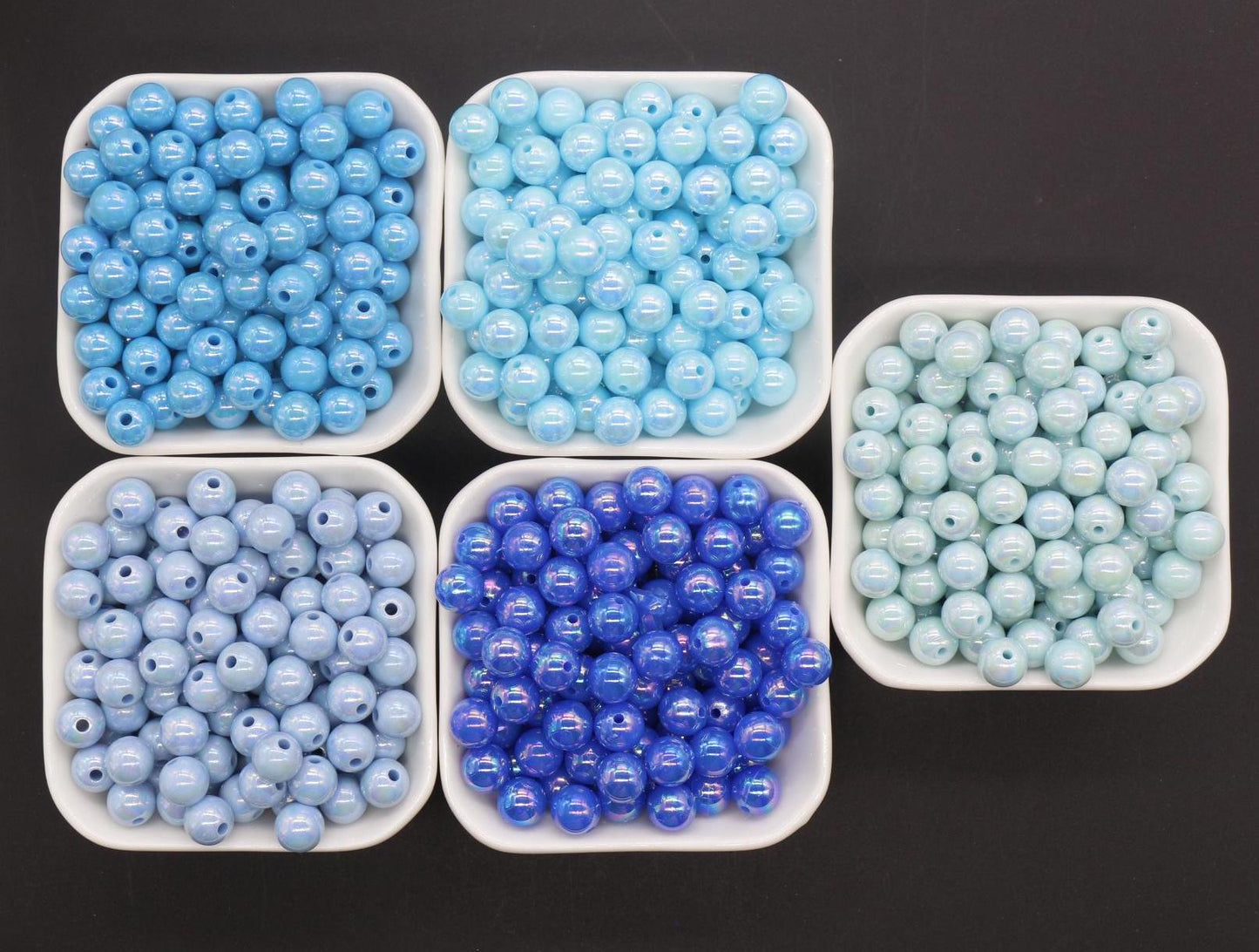 10mm Blue AB Beads, Iridescent Beads, Sparkle Blue Gumball Beads, Bubblegum Beads, Chunky Beads, Beads for Bracelets