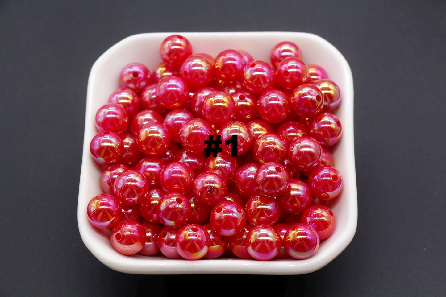 10mm Red AB Beads, Iridescent Beads, Sparkle Red Gumball Beads, Bubblegum Beads, Chunky Beads, Beads for Bracelets