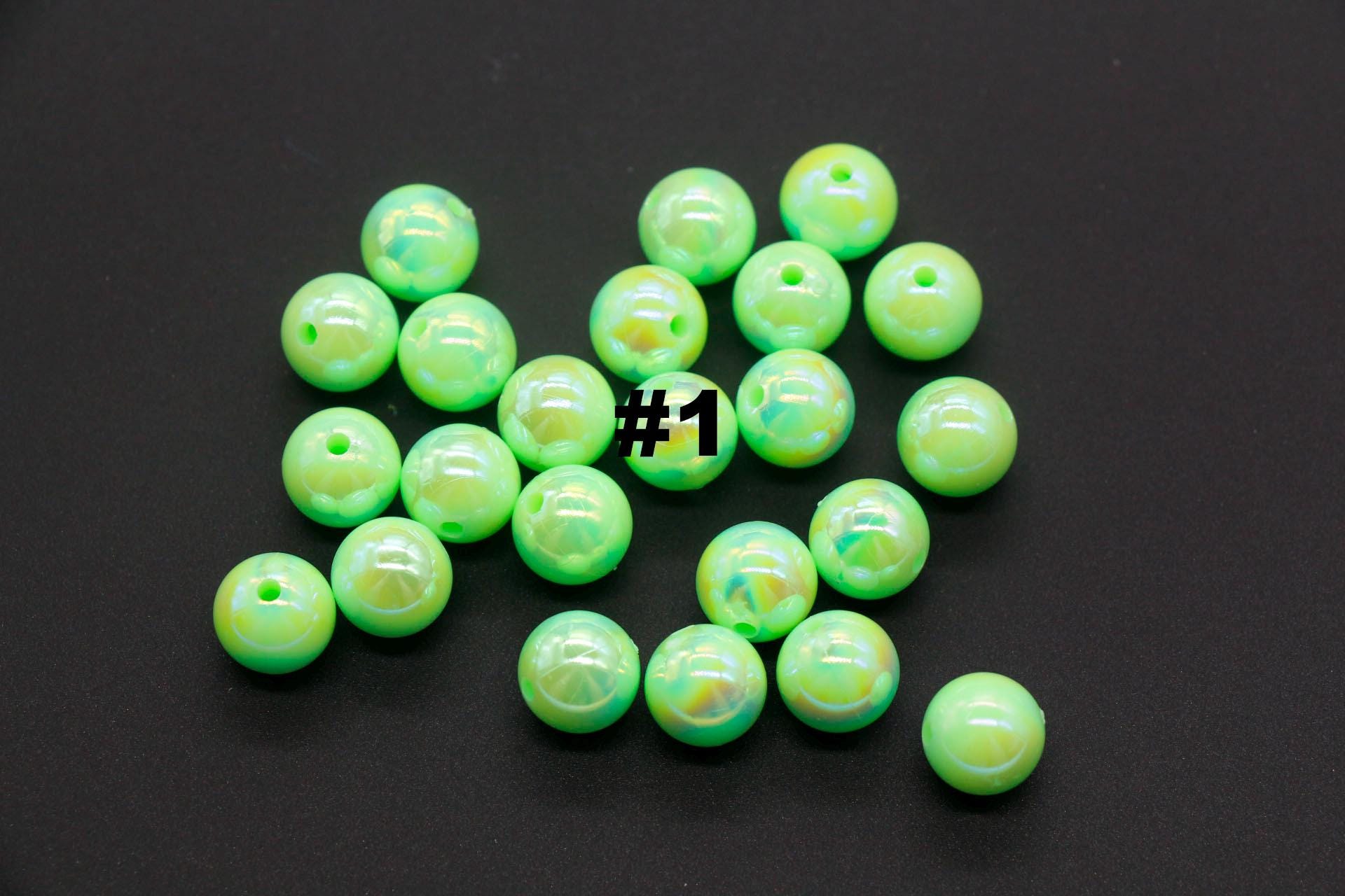 10mm Green AB Beads, Iridescent Beads, Sparkle Green Gumball Beads, Bubblegum Beads, Chunky Beads, Beads for Bracelets