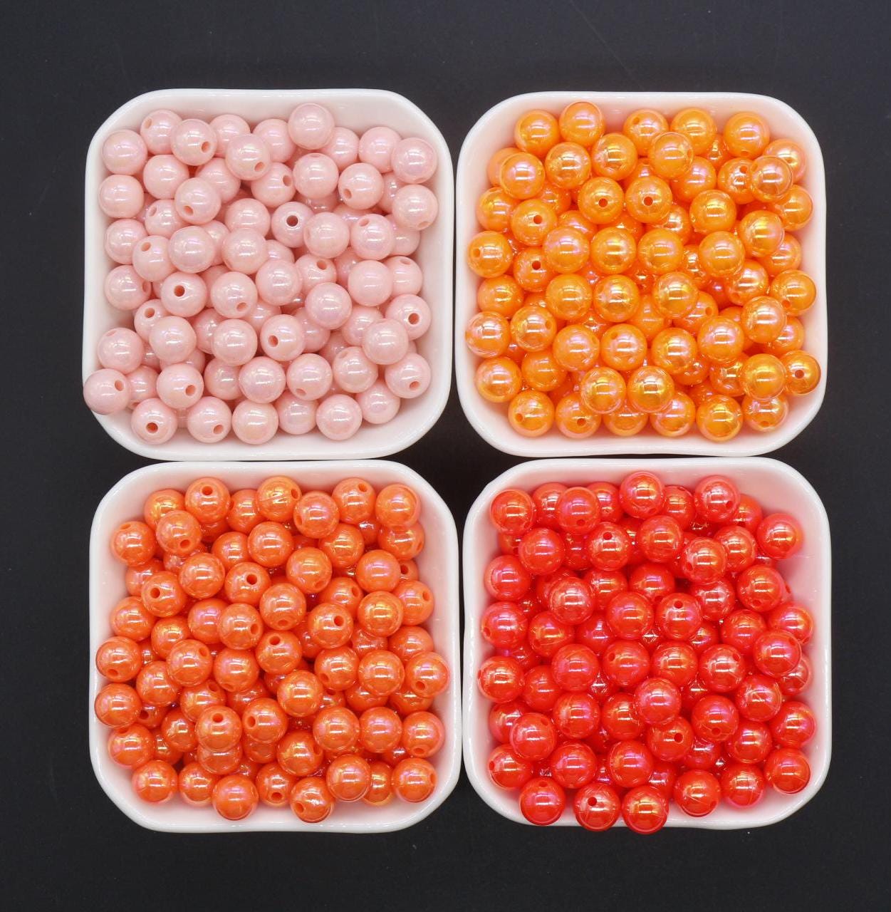 10mm Orange AB Beads, Iridescent Beads, Sparkle Orange Gumball Beads, Bubblegum Beads, Chunky Beads, Beads for Bracelets