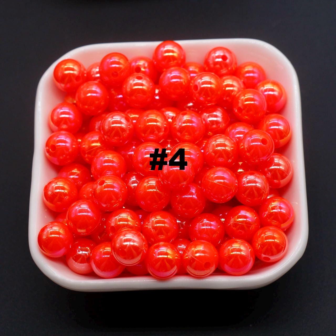 10mm Orange AB Beads, Iridescent Beads, Sparkle Orange Gumball Beads, Bubblegum Beads, Chunky Beads, Beads for Bracelets