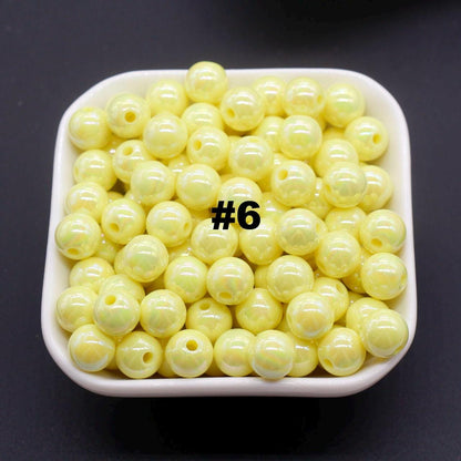 10mm Yellow AB Beads, Iridescent Beads, Sparkle Yellow Gumball Beads, Bubblegum Beads, Chunky Beads, Beads for Bracelets