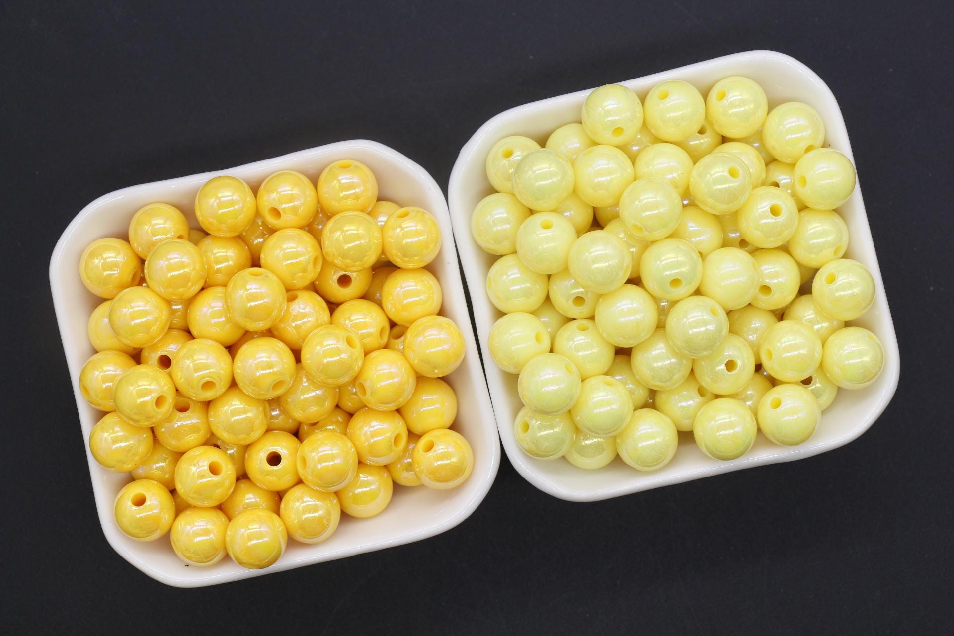 12mm Yellow AB Beads, Iridescent Beads, Sparkle Yellow Gumball Beads, Bubblegum Beads, Chunky Beads, Beads for Bracelets