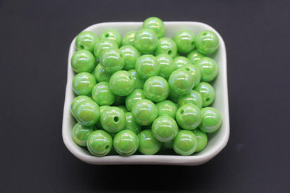 12mm Green AB Beads, Iridescent Beads, Sparkle Green Gumball Beads, Bubblegum Beads, Chunky Beads, Beads for Bracelets