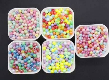 8mm Mix AB Beads, Iridescent Beads, Sparkle Multicolor Gumball Beads, Bubblegum Beads, Chunky Beads, Beads for Bracelets