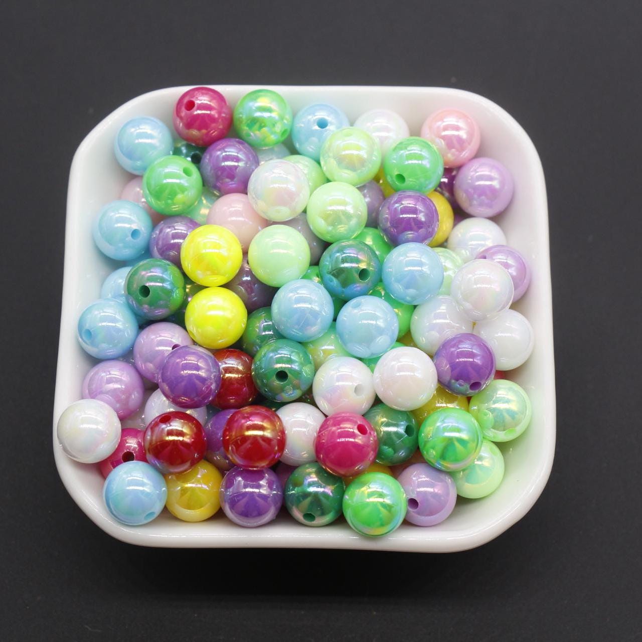 10mm Mix AB Beads, Iridescent Beads, Sparkle Multicolor Gumball Beads, Bubblegum Beads, Chunky Beads, Beads for Bracelets