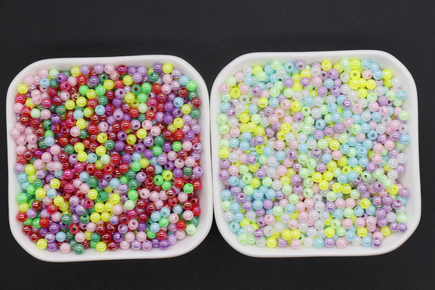 4mm Mix AB Beads, Iridescent Beads, Round Spacer Beads, Bubblegum Beads, Beads for Bracelets, Plastic Beads, Jewelry Making Beads