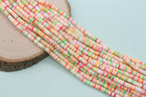 6mm Peach Mix Heishi Beads, Multicolor Polymer Clay Disc Beads, African Disc Beads, Vinyl Heishi, Rainbow Heishi Beads, Full Strand #719
