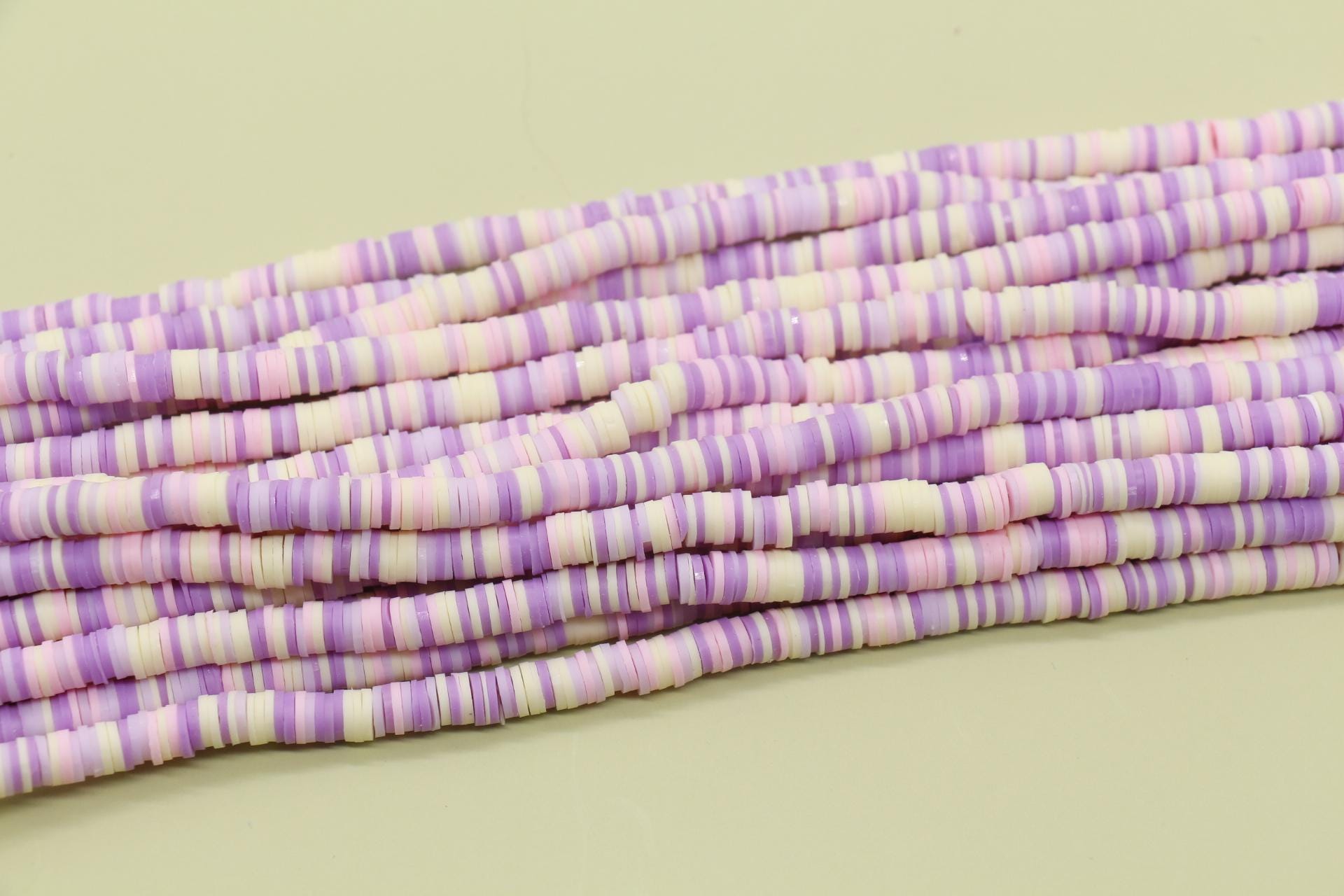 6mm Purple Mix Heishi Beads, Multicolor Polymer Clay Disc Beads, African Disc Beads, Vinyl Heish, Full Strand #728