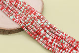 6mm Red Green White Mix Heishi Beads, Christmas Color Heishi, Multicolor Polymer Clay Disc Beads, African Disc Beads, Full Strand #729