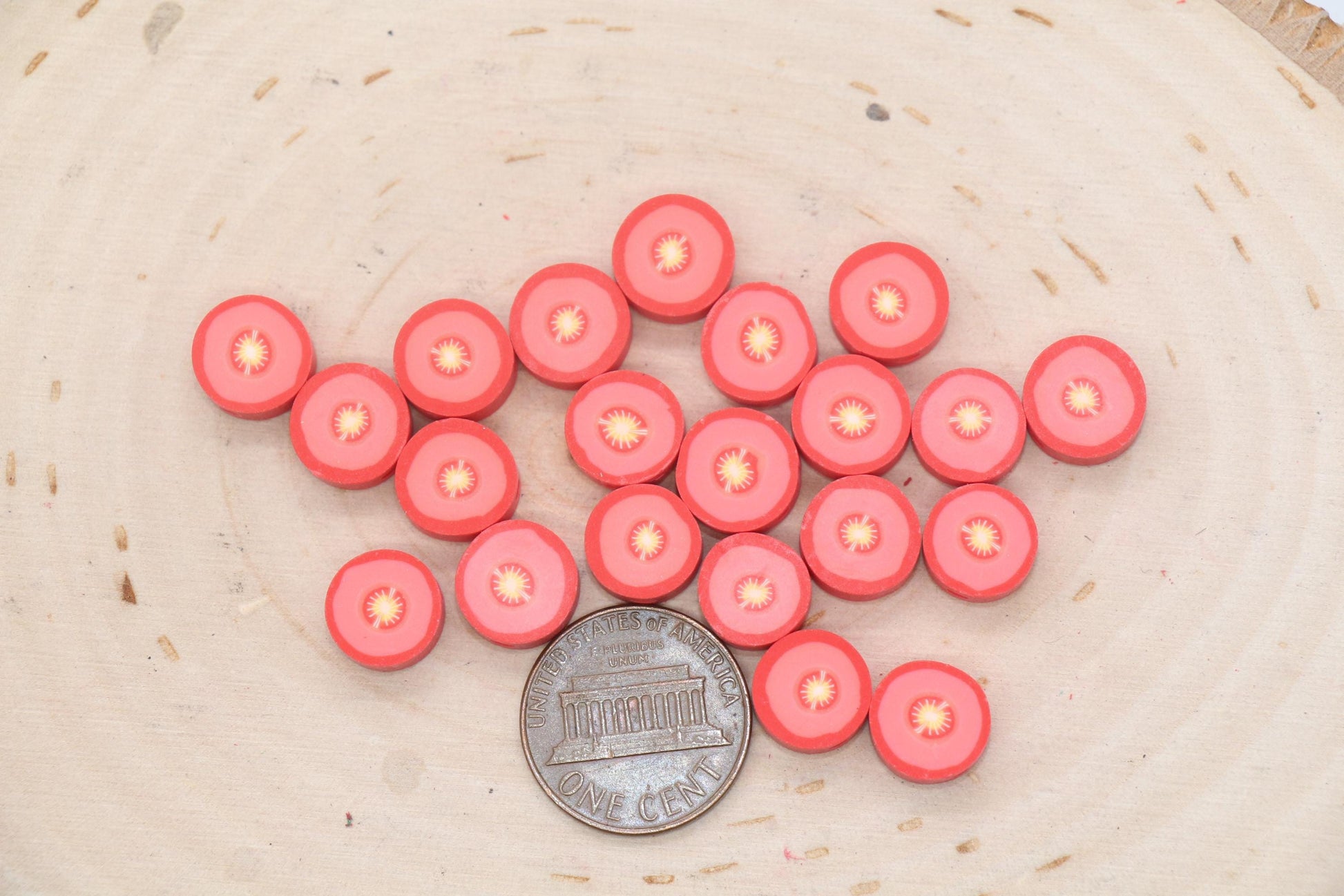 Tomato Beads, Vegetable Beads, Sliced Tomato Beads, Jewelry Beads, Beads for Bracelet #670