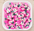 9mm-10mm pink apple polymer clay beads, fruit clay charms for bracelets