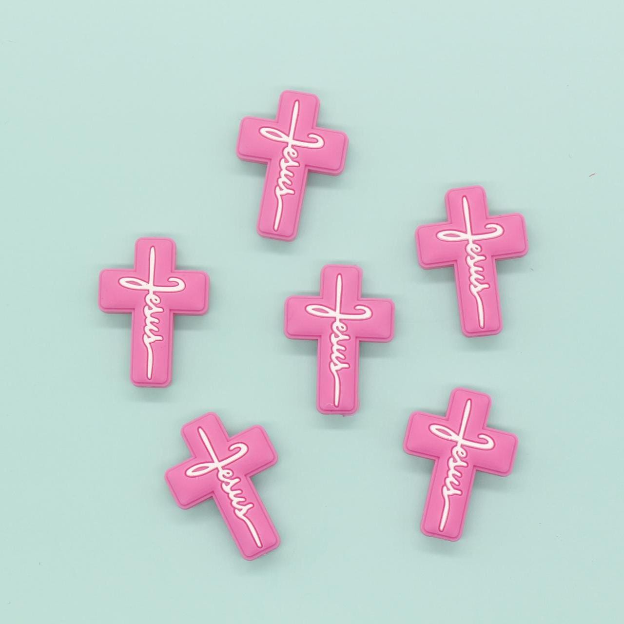 Cross Jesus Silicone Beads, Cross Religious Chunky Beads, Focal Beads, Silicone Loose Beads #735