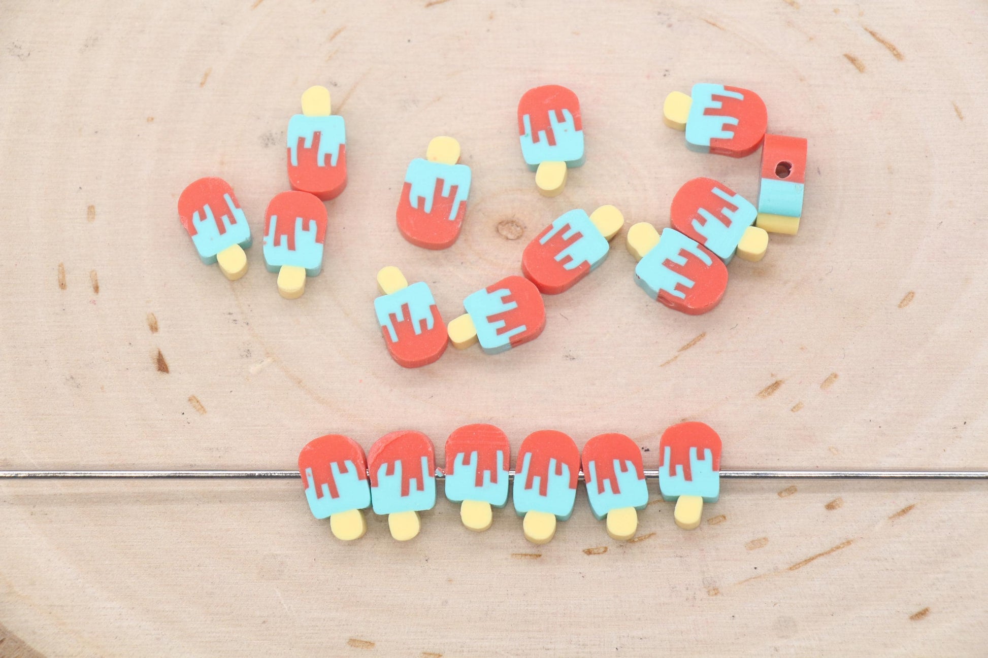 Popsicle Beads, Sweet Food Beads, Ice Cream Beads, Polymer Clay Beads, Jewelry Beads, Beads for Bracelet #676