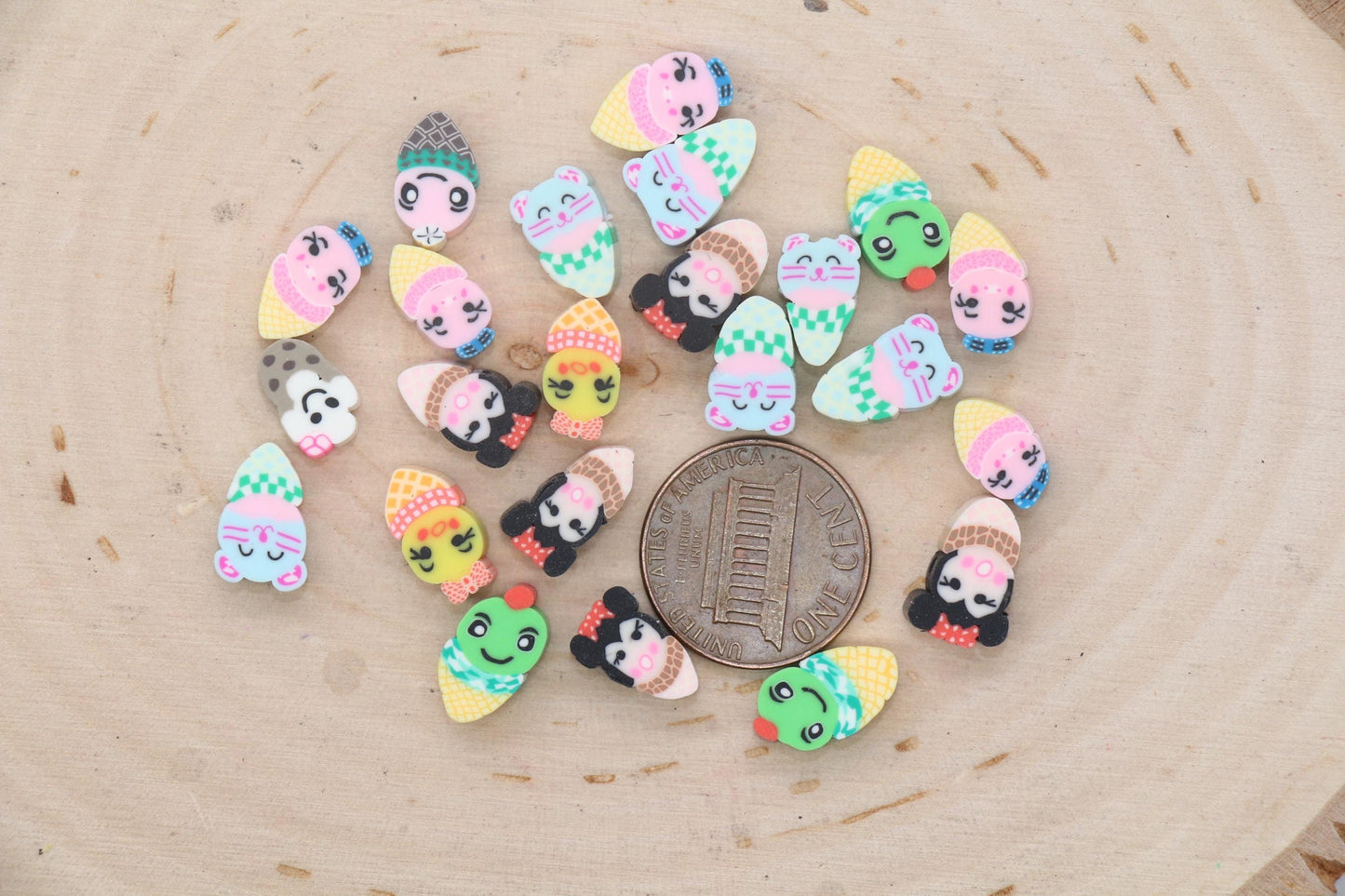 Assorted Ice Cream Cone Clay Beads, Sweet Food Beads, Ice Cream Beads, Polymer Clay Beads, Jewelry Beads, Beads for Bracelet #677