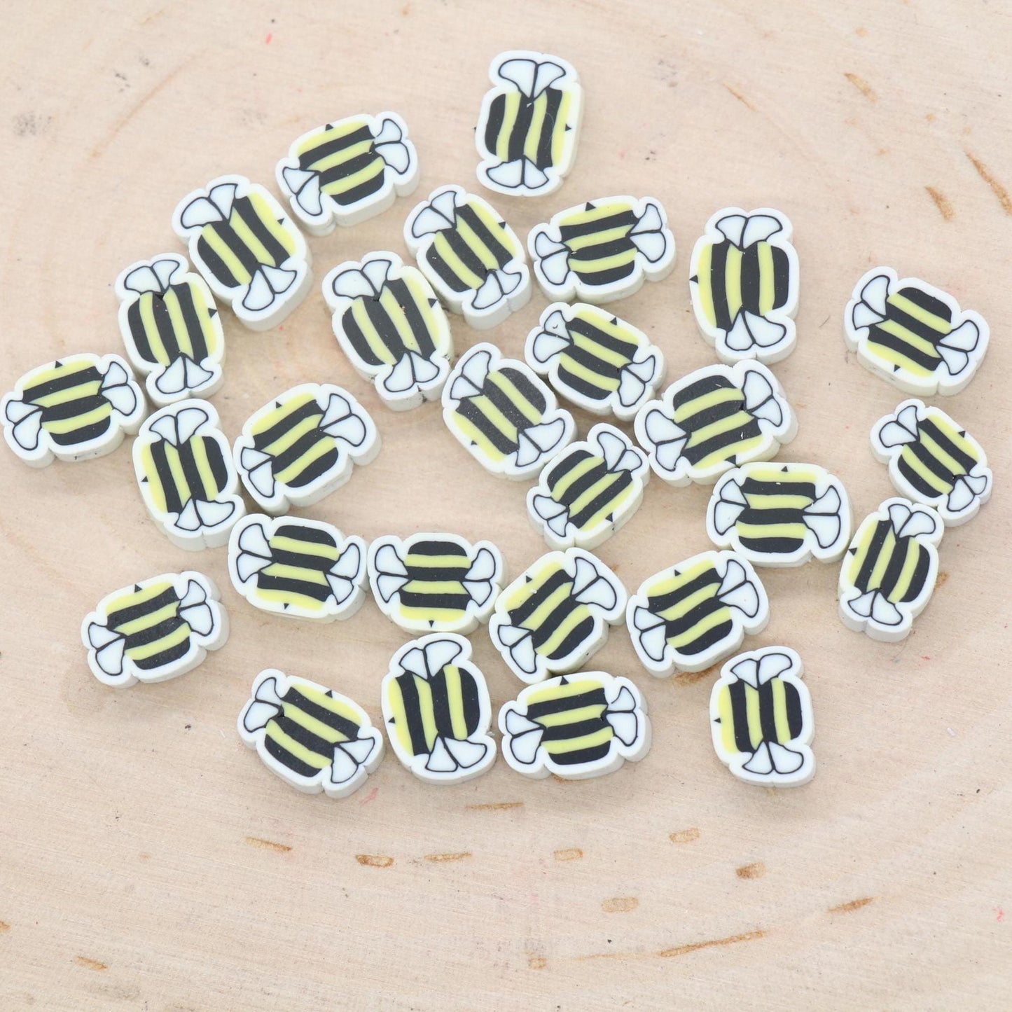 Bee Polymer Clay Beads, Yellow Bee Clay Beads, Insect Themed Clay Beads, Jewelry Beads, Bracelet Beads #680