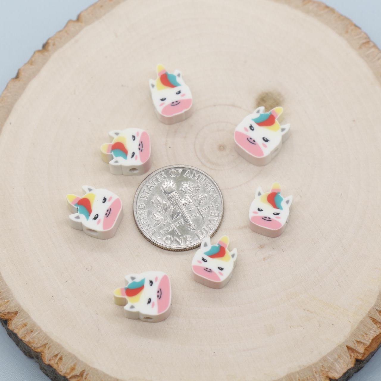 Unicorn Polymer Clay Beads, Unicorn Beads, Unicorn Clay Beads, Jewelry Beads, Beads for Bracelet #745