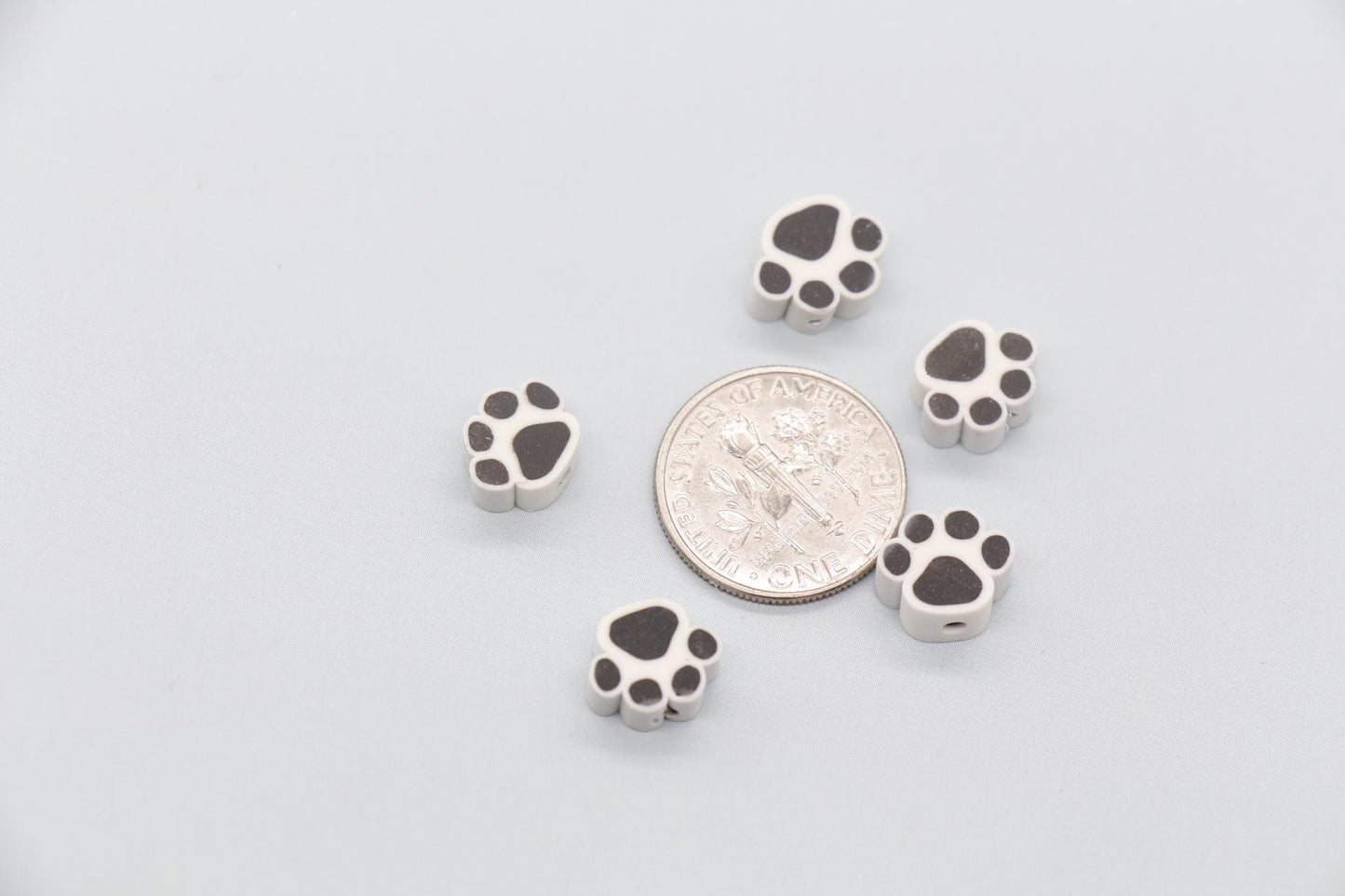 Black Paw Beads, Dog Paw Beads, Paw Clay Beads, Dog Paw Print Clay Beads, Paw Animal Beads, Jewelry Beads #746