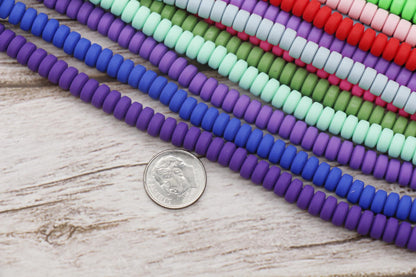 6mm Rondell Chunky Beads, Polymer Clay Beads, Rondelle Heishi Beads, Spacer Beads, Beads for Bracelets