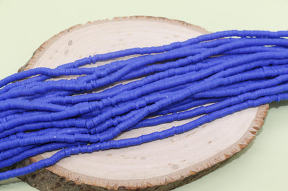 4mm Cobalt Blue Heishi Beads, Polymer Clay Disc Beads, African Disc Beads, Vinyl Heishi, Full Strand #794