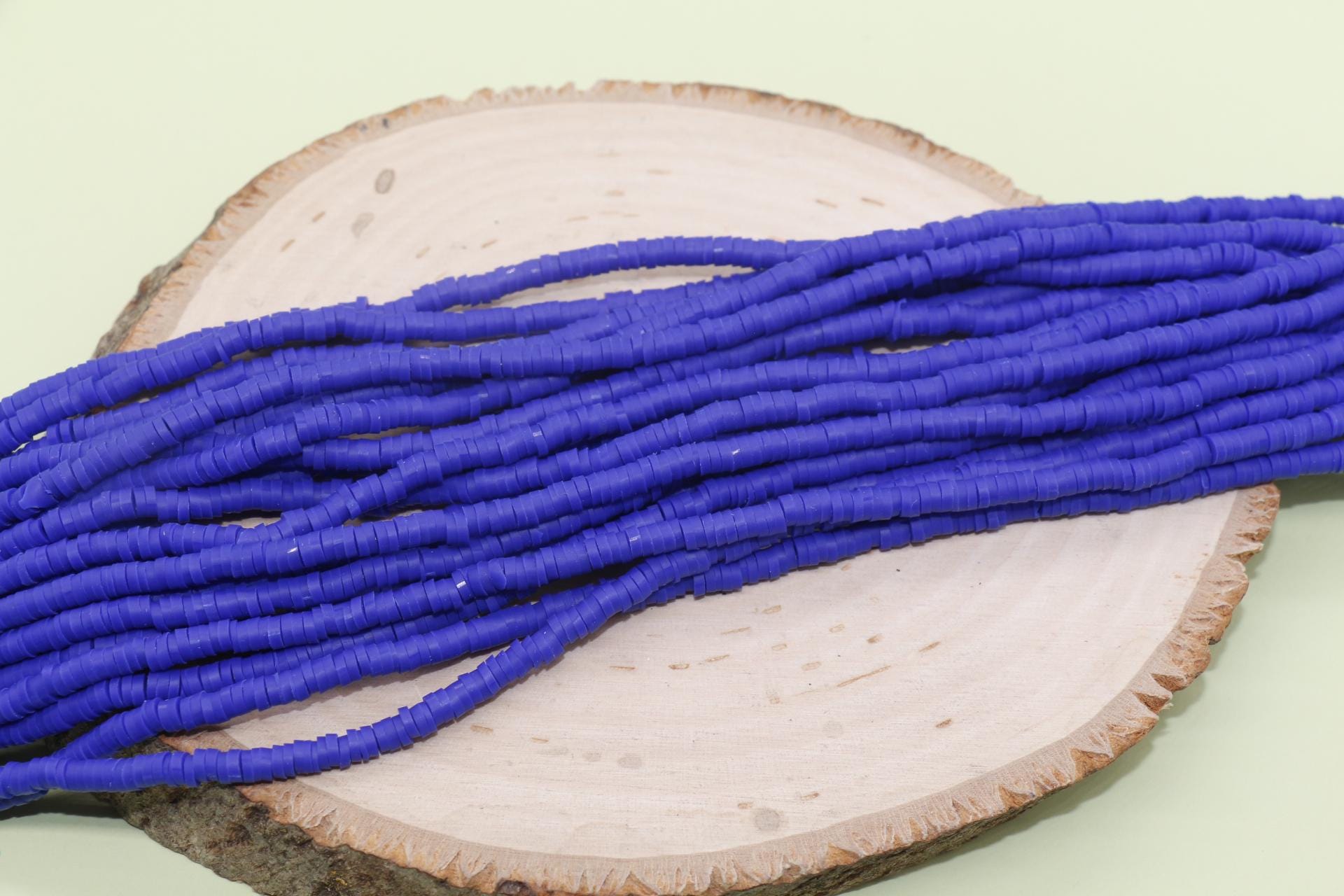 4mm Royal Blue Heishi Beads, Polymer Clay Disc Beads, African Disc Beads, Vinyl Heishi, Full Strand #795