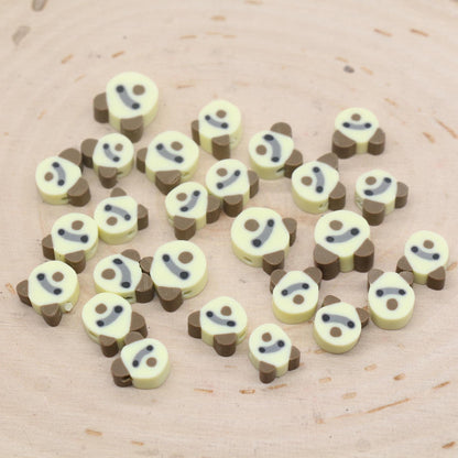 Raccoon Beads, Animal Clay Beads, Polymer Clay Beads, Jewelry Beads, Bead for Bracelet #685