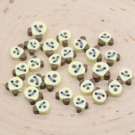 Raccoon Beads, Animal Clay Beads, Polymer Clay Beads, Jewelry Beads, Bead for Bracelet #685