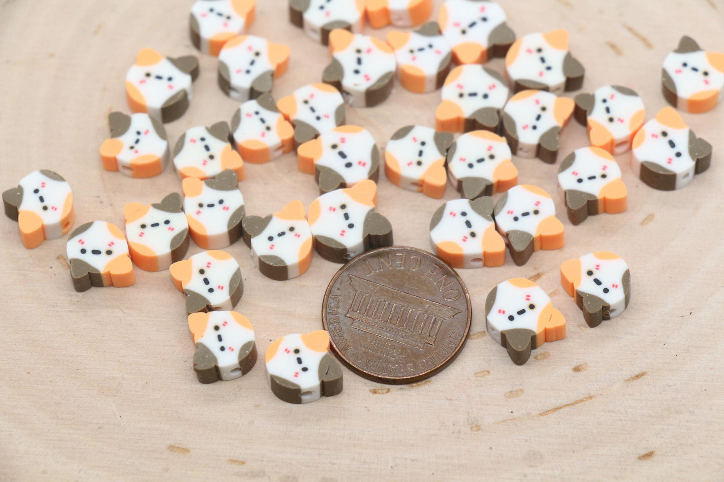 Cat Beads, Animal Clay Beads, Polymer Clay Beads, Jewelry Beads, Bead for Bracelet #686