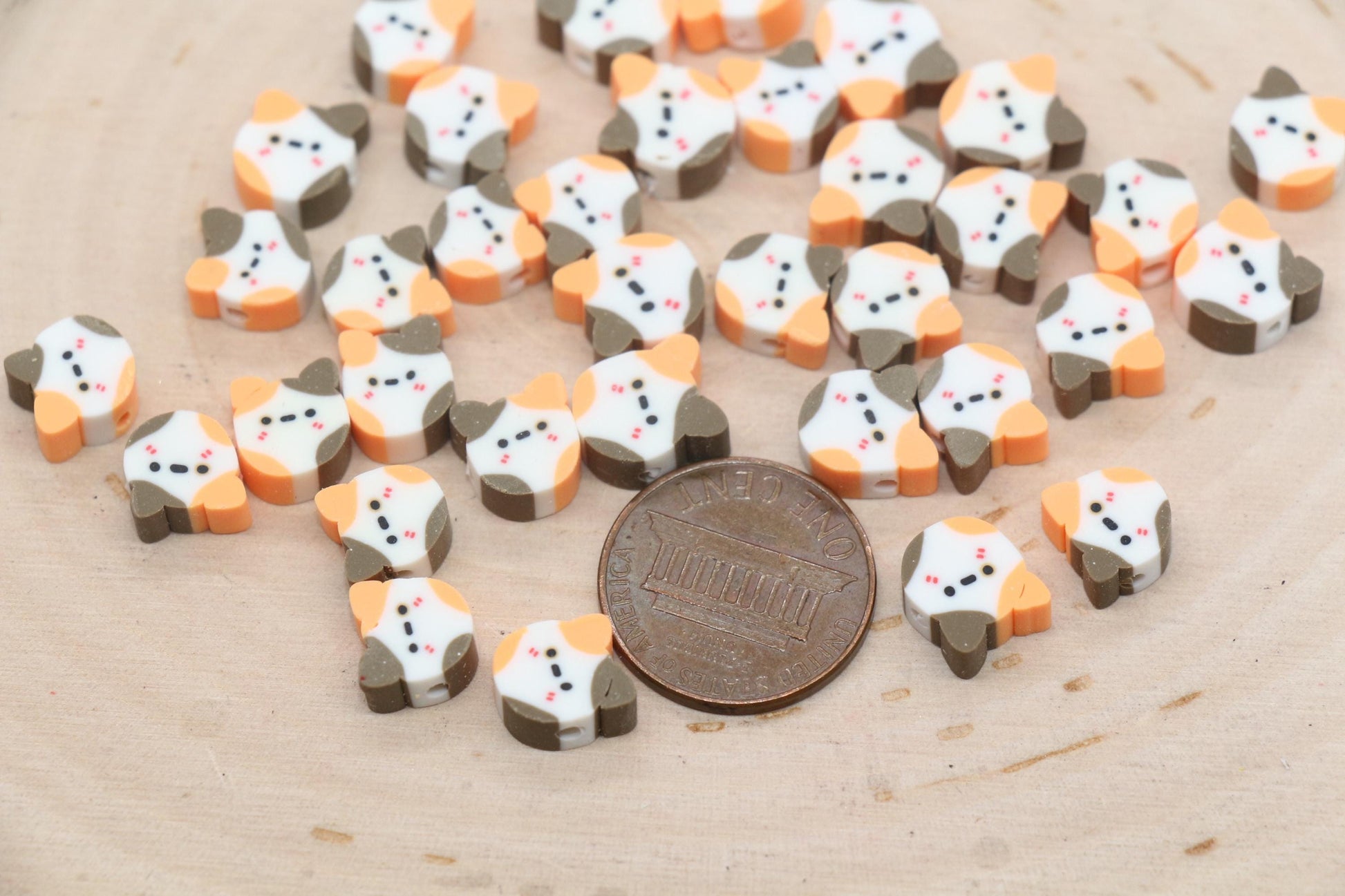 Cat Beads, Animal Clay Beads, Polymer Clay Beads, Jewelry Beads, Bead for Bracelet #686