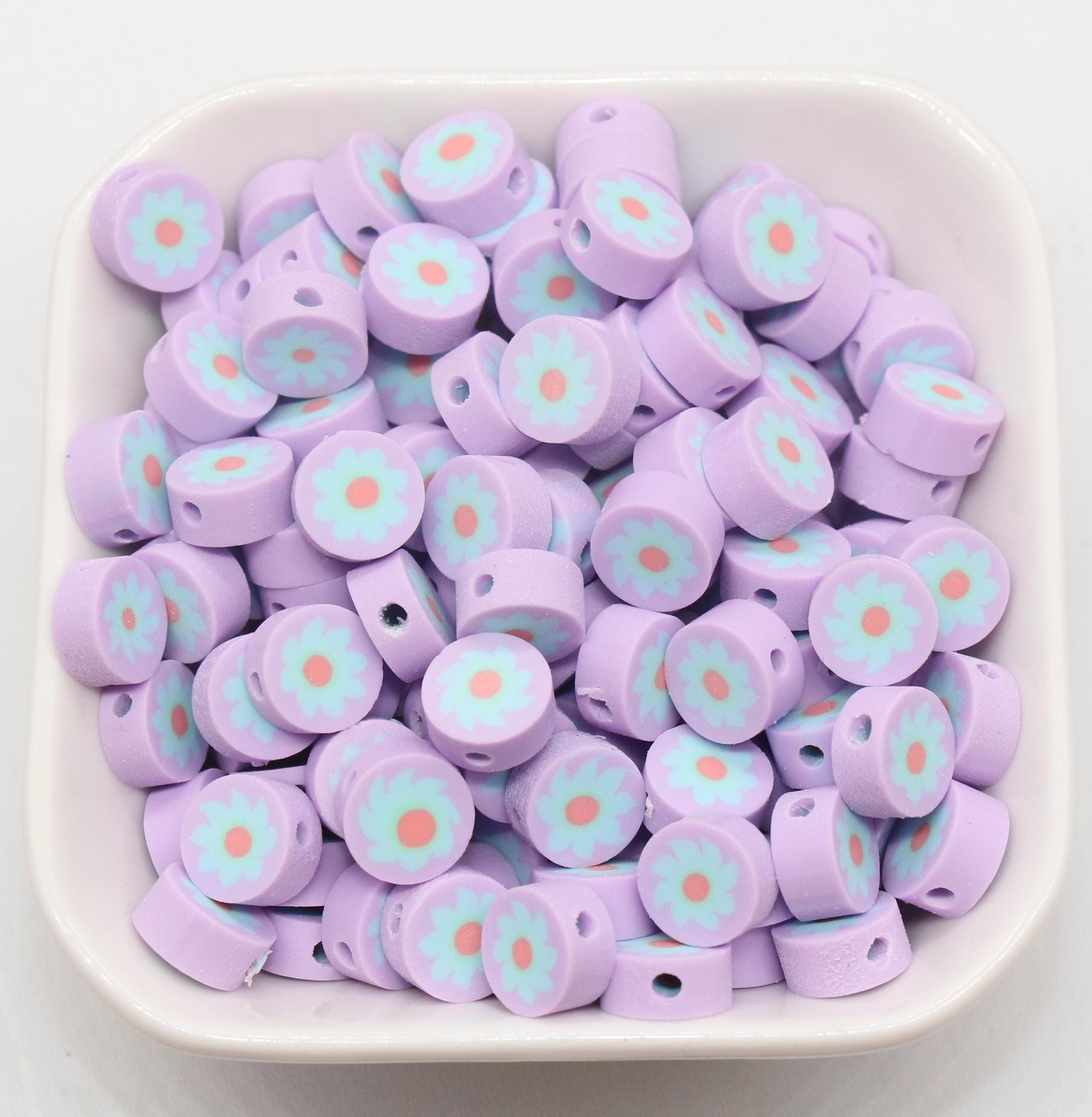 Flower Beads, Sunflower Beads, Polymer Clay Beads, Jewelry Beads, Bead for Bracelet #689