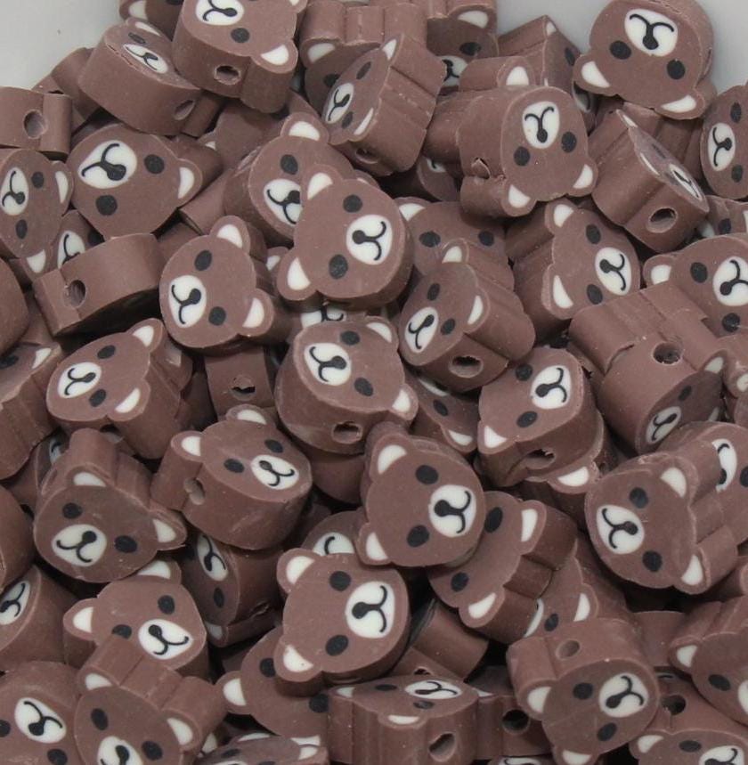 Bear Beads, Animal Beads, Teddy Bear Beads, Dog Beads, Polymer Clay Beads, Beads for Bracelets, Jewelry Beads