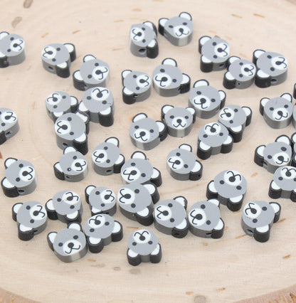 Bear Beads, Animal Beads, Teddy Bear Beads, Dog Beads, Polymer Clay Beads, Beads for Bracelets, Jewelry Beads