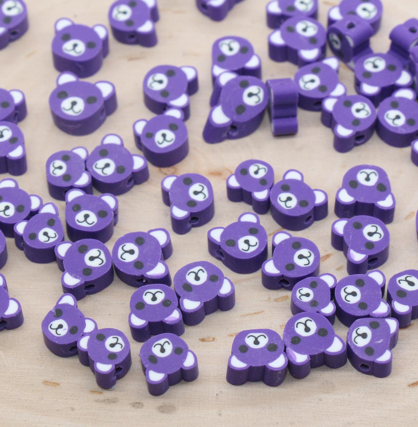 Bear Beads, Animal Beads, Teddy Bear Beads, Dog Beads, Polymer Clay Beads, Beads for Bracelets, Jewelry Beads