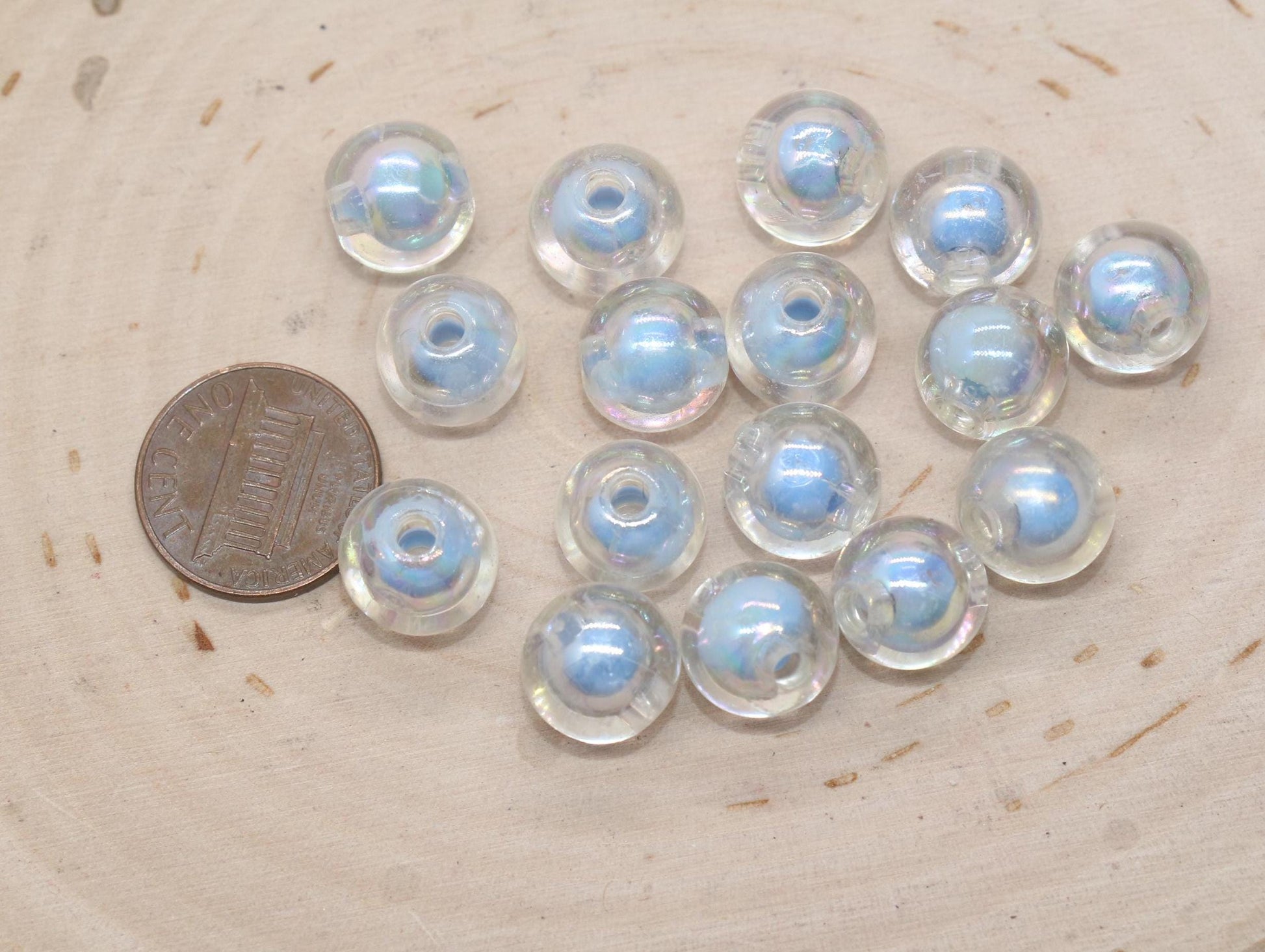 12mm Iridescent Blue Gumball Beads, AB Blue Round Acrylic Loose Beads, Glossy Shinny Bubblegum Beads, Chunky Beads, Round Beads #1962