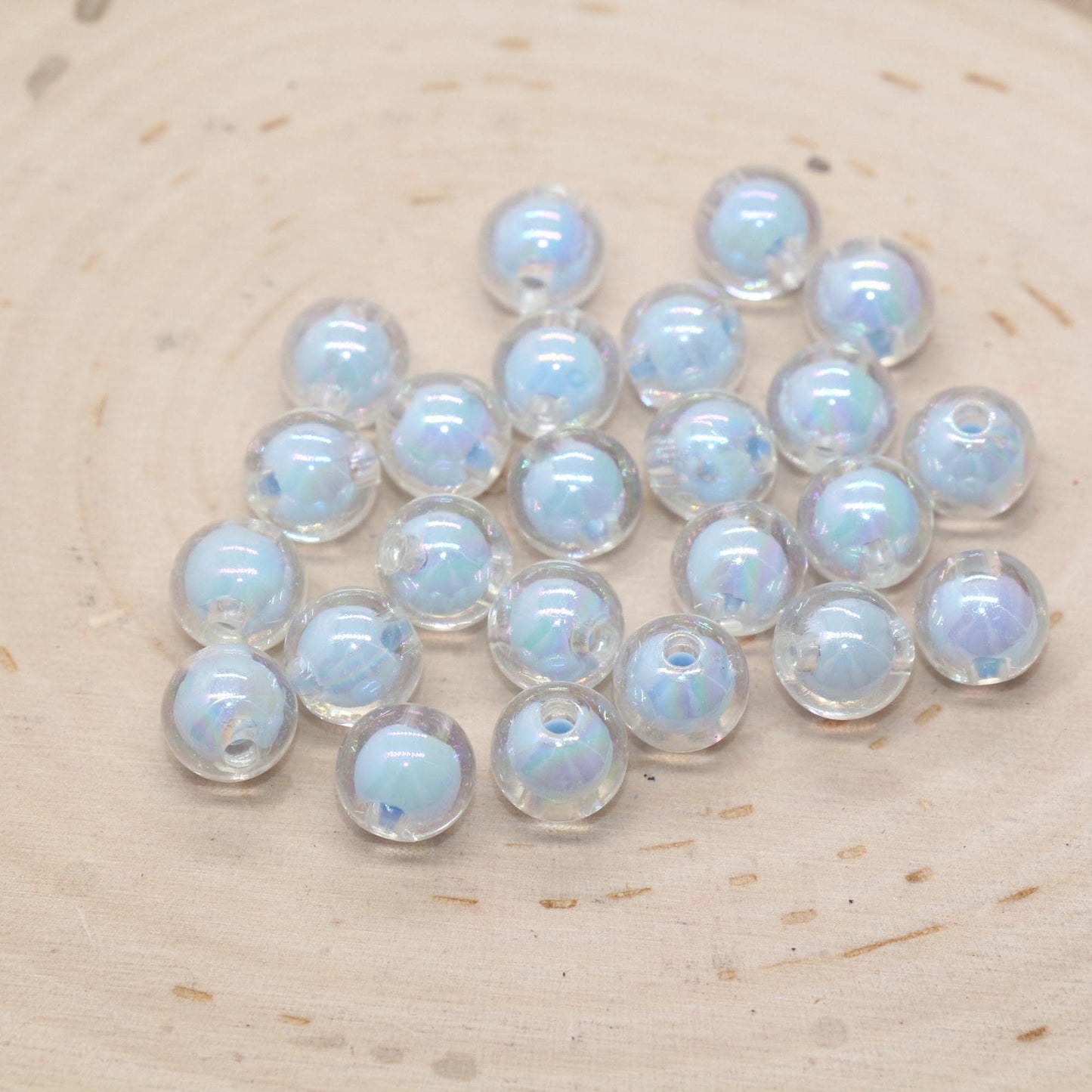 10mm Iridescent Blue Gumball Beads, AB Blue Round Acrylic Loose Beads, Glossy Shinny Bubblegum Beads, Chunky Beads, Round Beads #1956