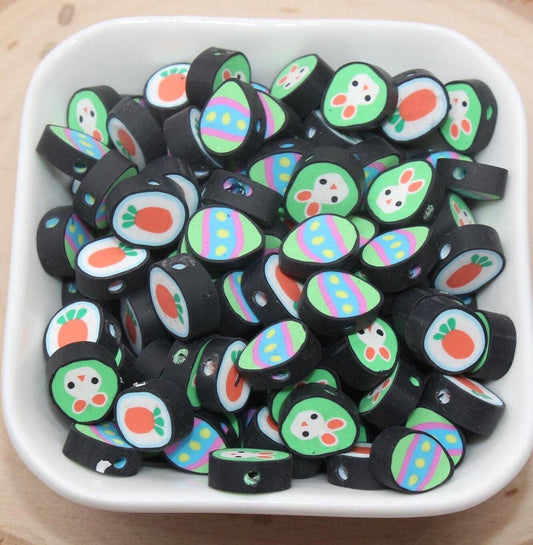 Easter Beads, Bunny, Easter Egg, Carrot Clay Beads, Polymer Clay Beads, Jewelry Beads, Beads for Bracelet #698
