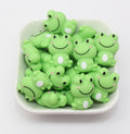 3D frog silicone focal beads, green beadable pen beads