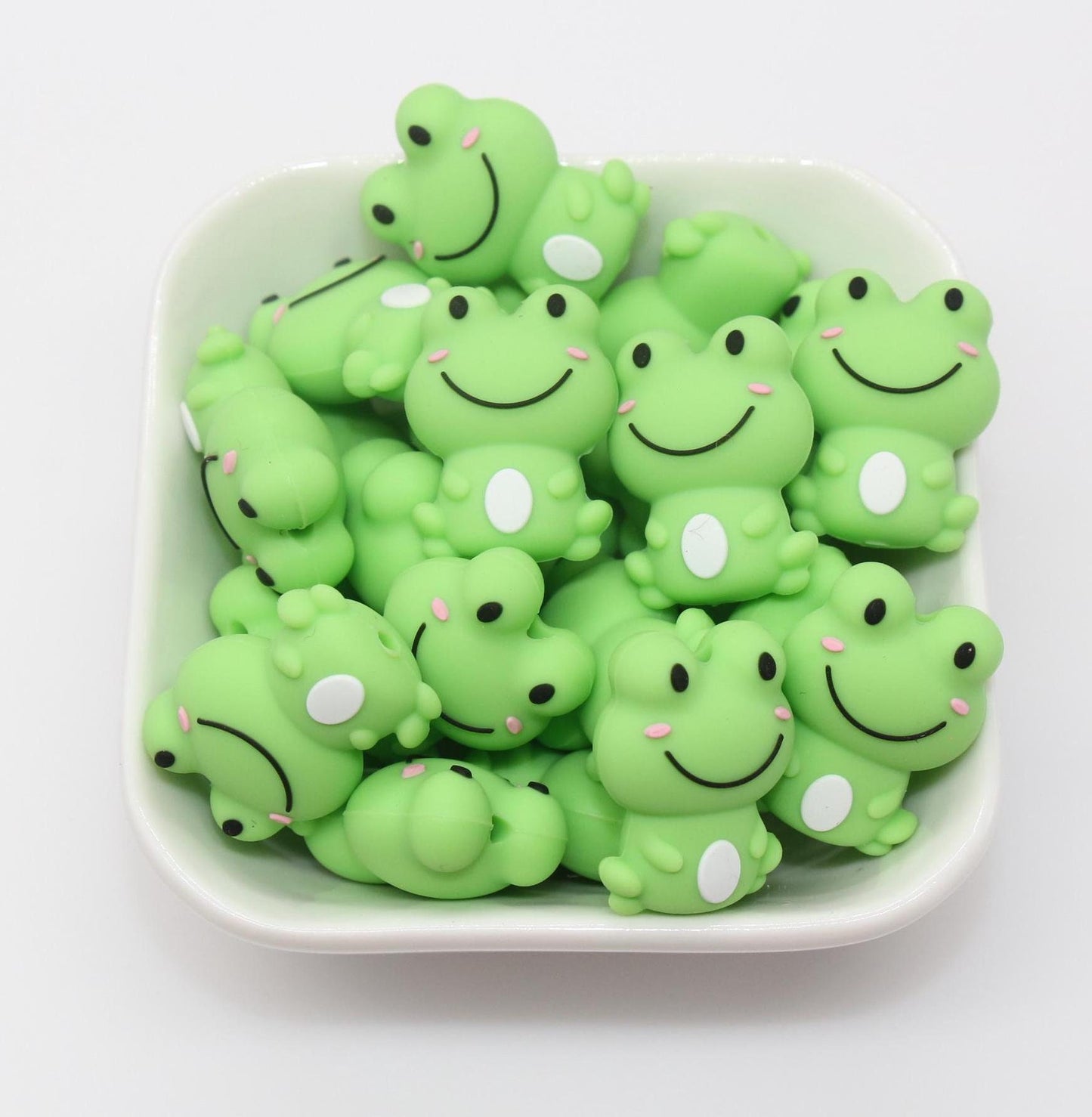 3D Frog Silicone Beads, Green Frog Focal Beads, Chunky Beads, Silicone Loose Beads #712