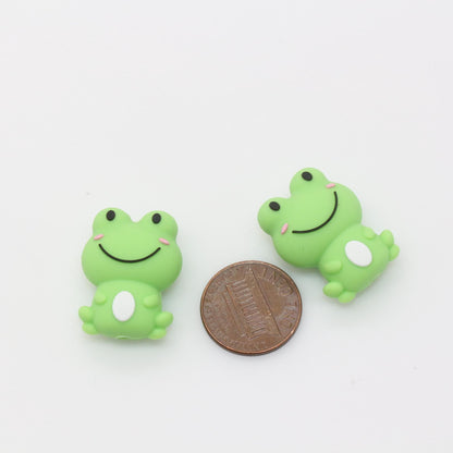 3D Frog Silicone Beads, Green Frog Focal Beads, Chunky Beads, Silicone Loose Beads #712