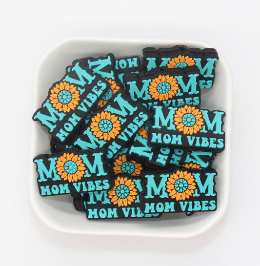 Mom Vibes Beads, Sunflower Mama Silicone Beads, Silicone Chunky Beads, Silicone Loose Beads, Focal Beads #718