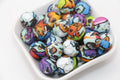 15mm mixed pattern print silicone beads for pens and keychains
