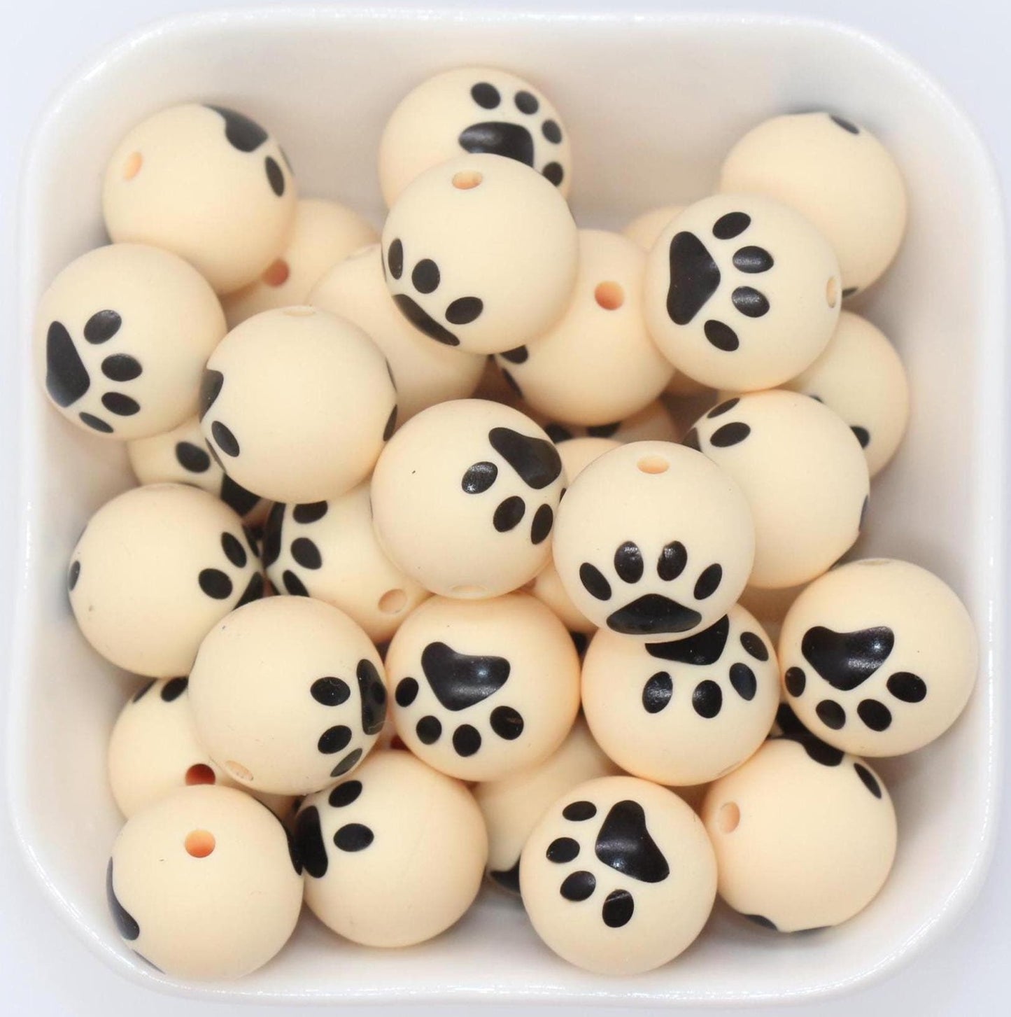 15mm Paw Printed Beads, Dog Paw Printed Silicone Bubblegum Beads, Beads for Pens, Beads for Bracelets #S251