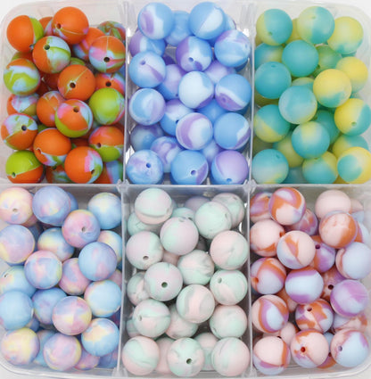 15mm Tie-Dye Silicone Beads, Round Silicone Beads, Bubblegum Beads, Beads for Pens, Beads for Bracelets