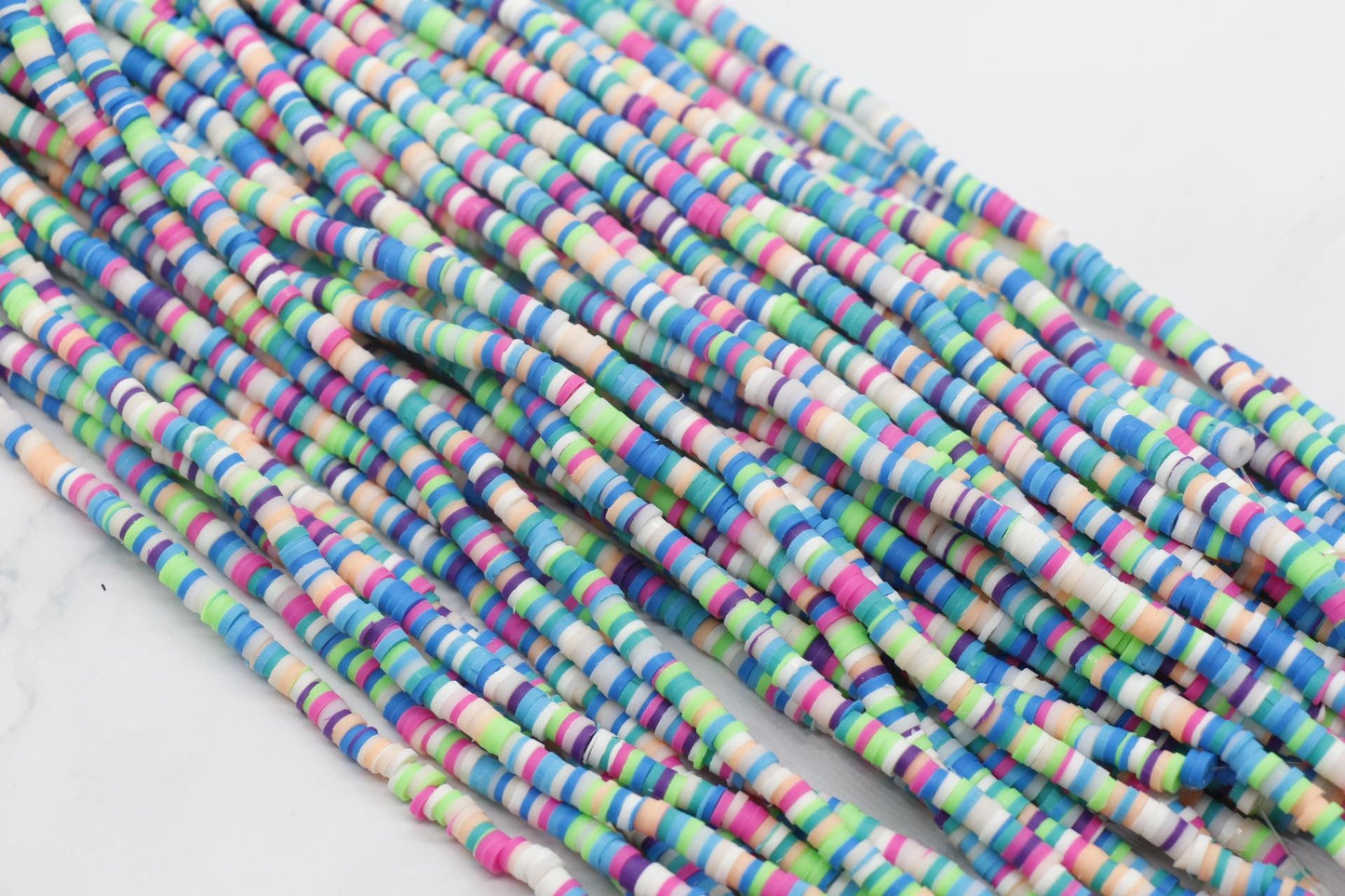 4mm Mix Heishi Beads, Multicolored Polymer Clay Disc Beads, Rainbow African Disc Beads, Vinyl Heishi, Full Strand #812