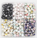 12mm Flower Printed Silicone Beads, Floral Silicone Beads, Bubblegum Beads, Beads for Pens, Beads for Bracelets